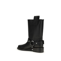 Ganni Black Calf Leather Bos Taurus Lace-Up Boots