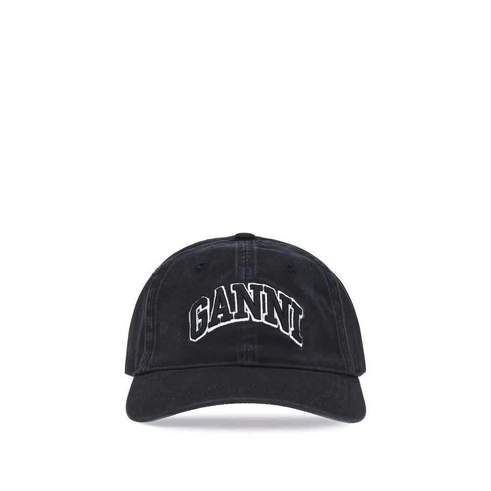 Ganni Black Cotton Cap (Baseball Hat) - UNI