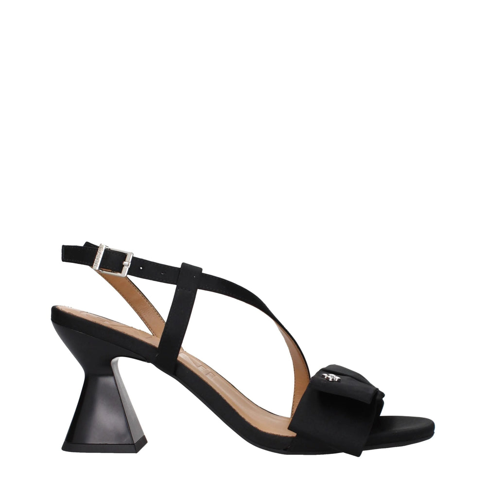 Ganni Black Fabric Stiletto Heels Sandals