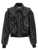 Ganni Black Leather Bomber - 36