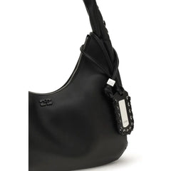 Ganni Black Recycled Leather Shoulder Bag
