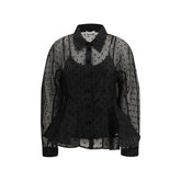 Ganni Black Recycled Polyester Pattern Shirt