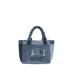 Ganni Blue Cotton Handbag