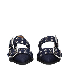 Ganni Blue Fabric Flat Sandals