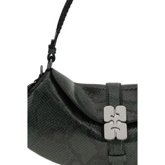 Ganni Blue Recycled Leather Shoulder Bag