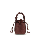 Ganni Bordeaux recycled polyester handbag in a deep burgundy hue featuring a structured top handle and minimalist design.