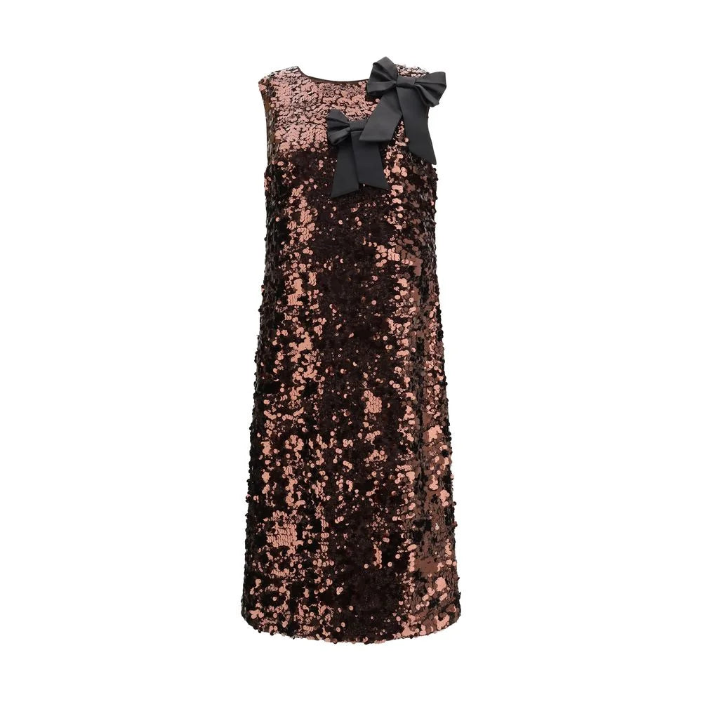 Ganni Brown Recycled Polyester Cocktail Dress