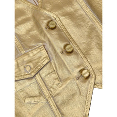 Ganni Gold Cotton Sleveless Jacket - IT38|XS - Vests