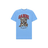 Ganni Light Blue Cotton T-Shirt