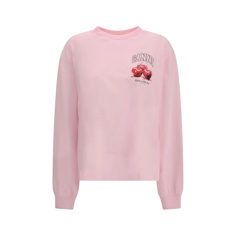 Ganni Multicolor Cotton Long Sleeve T-Shirt - T-Shirts