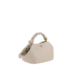 Ganni White Calf Leather Bos Taurus Handbag - Shoulder Bags
