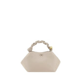 Ganni White Calf Leather Bos Taurus Handbag - Shoulder Bags