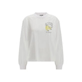 Ganni White Cotton Long Sleeve T-Shirt