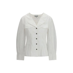 Ganni White Cotton Shirt - IT36 | XS