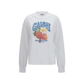 Ganni White Cotton Sweatshirt