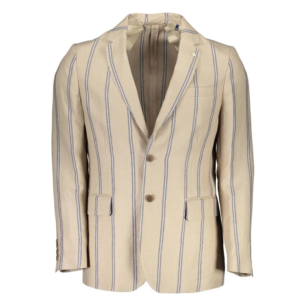 Gant Beige Linen Men Jacket - IT48 | M - Sport Jackets
