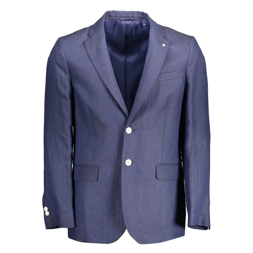 Gant Blue Linen Men Jacket - Sport Jackets