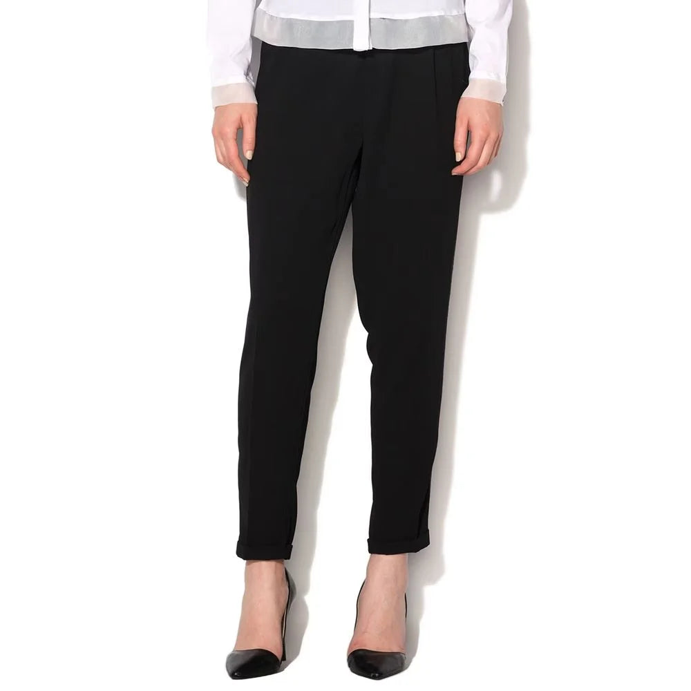Gas Black Polyester Casual Pants - W23