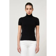 Gas Black Viscose Turtleneck - S