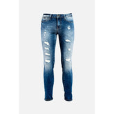 Gas Blue Cotton Relaxed Fit Jeans - W28