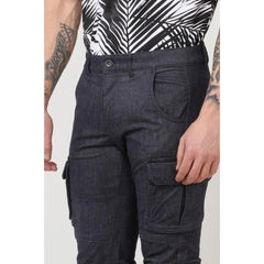 Gas Navy Blue Polyester Cargo Pants - XS