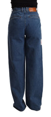 GCDS Blue Cotton High Waist Wide Leg Boot Cut Denim Jeans - Jeans