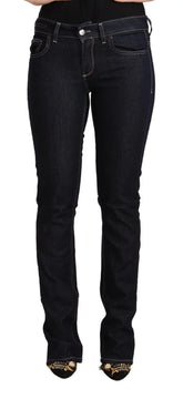 GF Ferre Black Cotton Stretch Low Waist Skinny Denim Jeans - Jeans