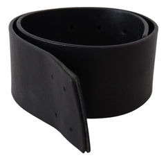 GF Ferre Black Genuine Leather Wide Logo Waist Belt - 70 cm / 28 Inches - Belts