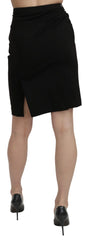 GF Ferre Black High Waist Pencil Cut Knee Length Formal Skirt - IT40|S - Skirts