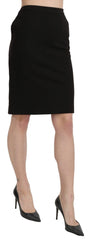 GF Ferre Black High Waist Pencil Cut Knee Length Formal Skirt - IT40|S - Skirts