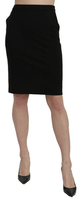 GF Ferre Black High Waist Pencil Cut Knee Length Formal Skirt - IT40|S - Skirts