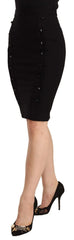 GF Ferre Black High Waist Viscose Knee Length Pencil Cut Skirt - IT40|S - Skirts