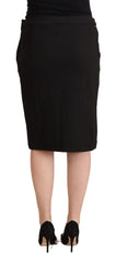 GF Ferre Black Straight Pencil Cut Knee Length Skirt - Skirts