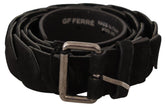 GF Ferre Black WX Silver Tone Buckle Waist Belt - 100 cm / 40 Inches - Belts