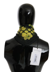 GF Ferre Black Yellow Floral Wrap Shawl Foulard Scarf - Scarves & Shawls