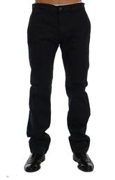 GF Ferre Blue Cotton Stretch Chinos Pants - Chinos