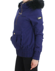 GF Ferre Blue Padded Jacket Hooded Short K-Way - IT42 - Parkas
