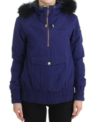GF Ferre Blue Padded Jacket Hooded Short K-Way - IT42 - Parkas