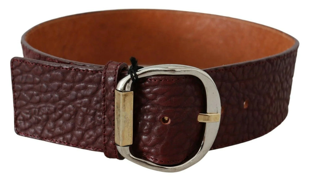 GF Ferre Bordeaux Wide Leather Waist Gold Silver Belt - 70 cm / 28 Inches - Belts