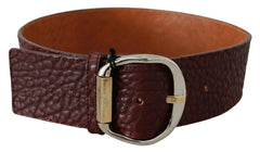 GF Ferre Bordeaux Wide Leather Waist Gold Silver Belt - 70 cm / 28 Inches - Belts