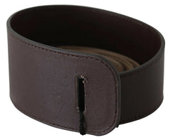 GF Ferre Brown Genuine Leather Logo Wide Waist Belt - 70 cm / 28 Inches - Belts