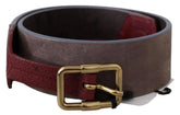 GF Ferre Brown Leather Wide Gold Chrome Logo Buckle Belt - 70 cm / 28 Inches - Belts
