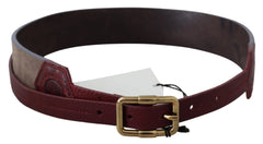 GF Ferre Brown Leather Wide Gold Chrome Logo Buckle Belt - 70 cm / 28 Inches - Belts