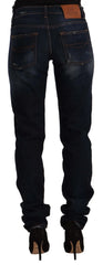 GF Ferre Dark Blue Washed Mid Waist Cotton Denim Skinny Jeans - IT44|L - Jeans