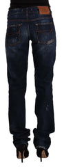 GF Ferre Dark Blue Washed Mid Waist Cotton Denim Straight Jeans - W26 | IT40 - Jeans