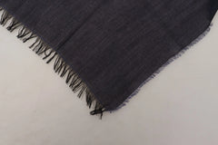 GF Ferre Dark Blue Wool Neck Wrap Shawl Fringes Scarf - Scarves & Shawls