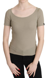 GF Ferre Gray 100% Nylon Short Sleeve Casual Tank Top Blouse - IT42|M - Tank Tops