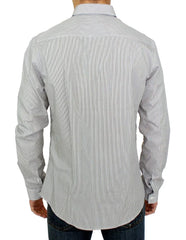GF Ferre Gray Striped Cotton Casual Shirt - IT52 | XL - Shirts
