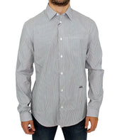 GF Ferre Gray Striped Cotton Casual Shirt - IT52 | XL - Shirts