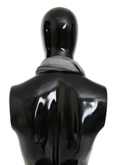 GF Ferre Gray Wool Viscose Foulard Patterned Branded Scarf - Scarves & Shawls